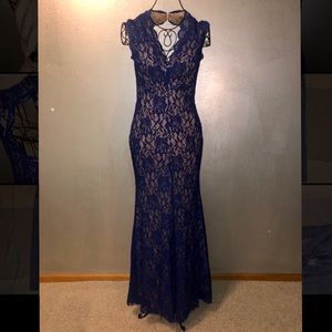 Macy’s Dark Blue Lace Gown